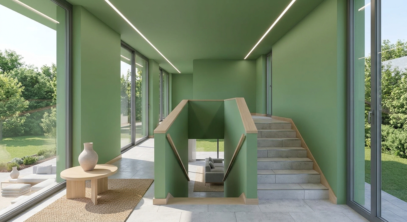 Renoviertes Treppenhaus mit neuem Anstrich